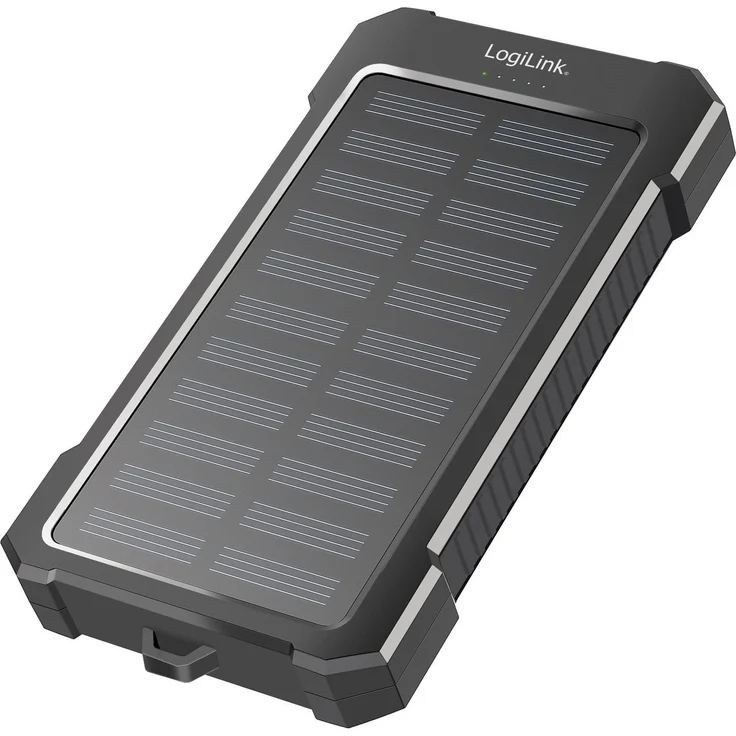 LogiLink Solar Powerbank 10.000 mAh, 2xUSB-A + USB-C, 12 W, ideal für Camping und Outdoor Nutzung