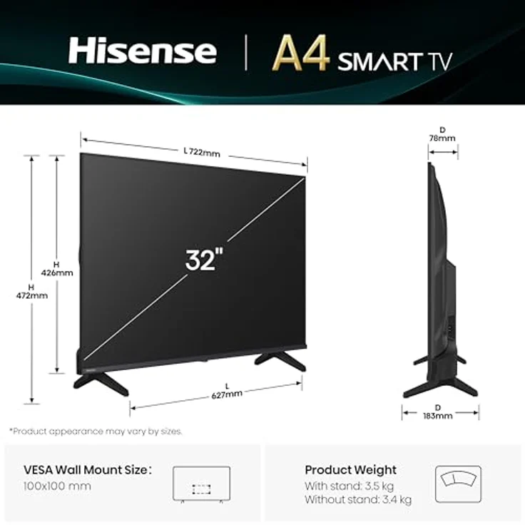 Hisense 32A4Q 32" Smart TV mit Full Array LED, Dolby Audio, Game Mode, VIDAA OS, DTS Virtual:X – Bild 2