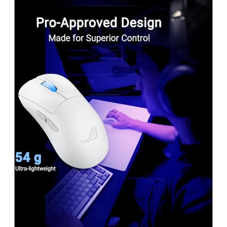 ASUS ROG Keris II Ace Wireless AimPoint White Gaming Maus (42.000 DPI, Ergonomisch, ROG Optical Micro Switches) – Bild 3