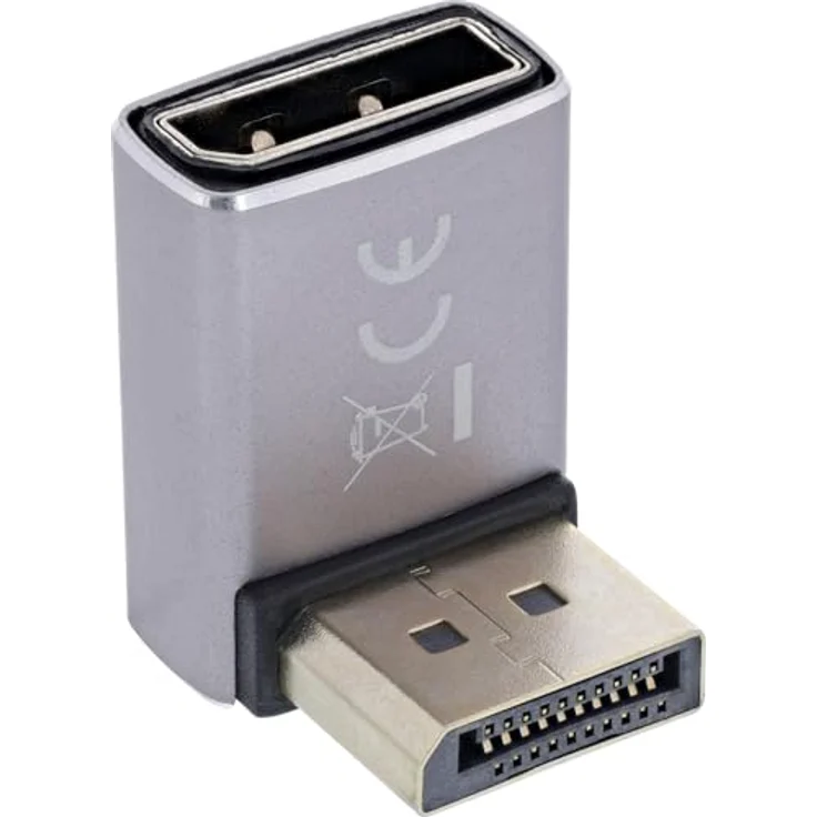 InLine DisplayPort 1.4 Adapter, 90° gewinkelt, DP Stecker zu Buchse, 8K-kompatibel, vergoldete Kontakte, kompakte Bauform, 17291F – Bild 2