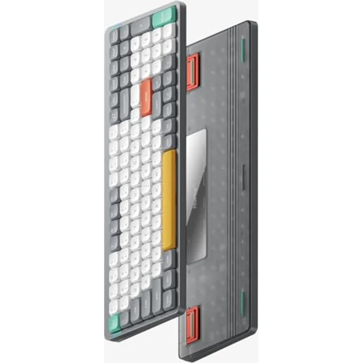 nuphy Air96 v2 Mechanische Tastatur QMK/VIA, 96% Low Profile Kabellose Tastatur, Bluetooth 5.1, 2.4GHz und Kabelverbindung, Kompatibel mit Windows und Mac OS Systemen - Lunar Gray Switch Cowberry – Bild 3