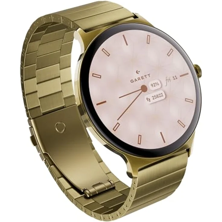 garett Smartwatch Damen Damenuhr - 1,43″ AMOLED - 7 Tage Akku - 100 Sportmodi - Gold Stahl – Bild 2