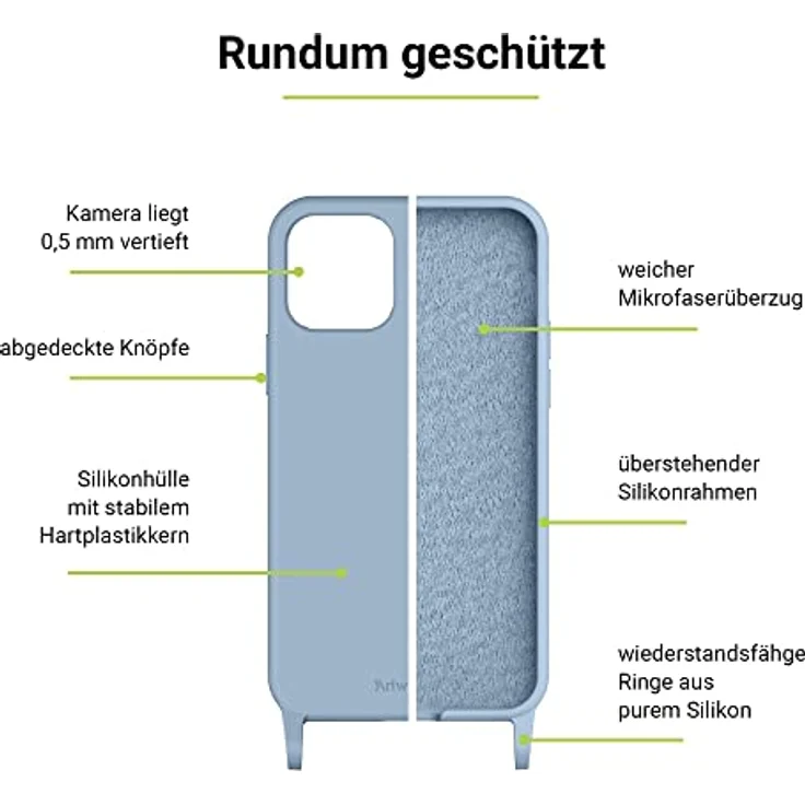 ARTWIZZ HangOn Case Silicone - Silikon Hülle als Handykette zum Umhängen mit Band Nordic Blue, iPhone 14 – Bild 4