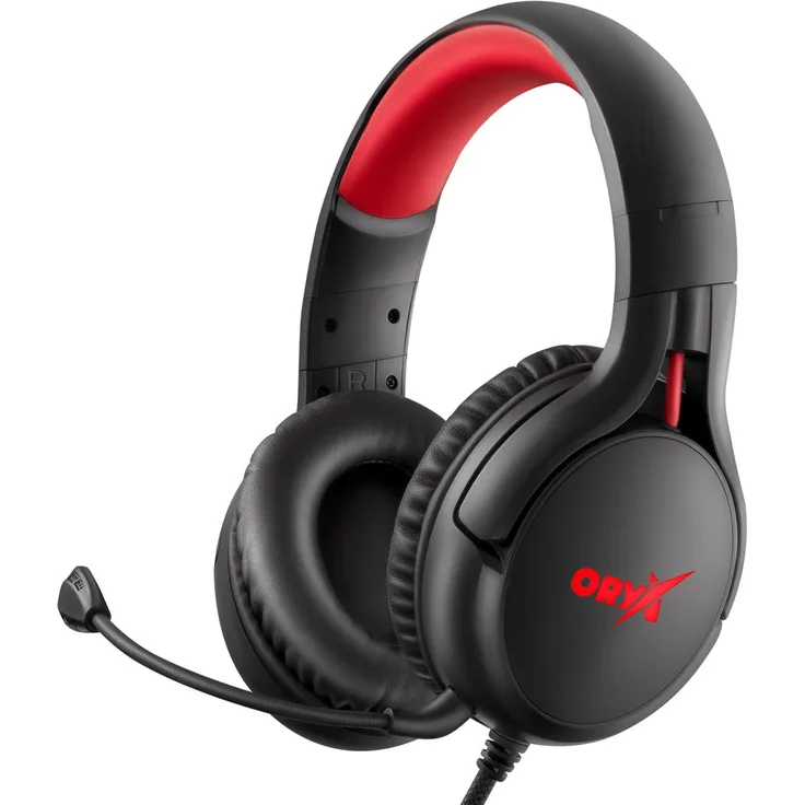 Niceboy ORYX X410, Kabelgebundenes Gaming Headset mit 18 - 20000 Hz Frequenz, Rot, Schwarz