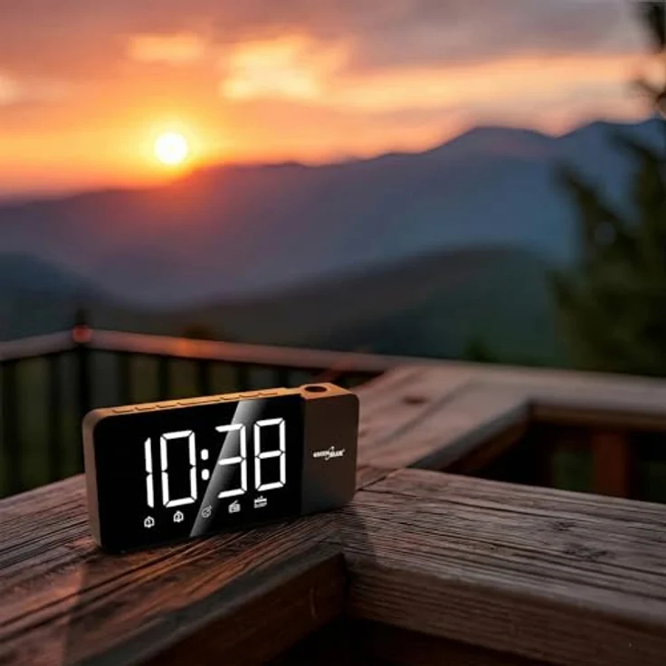 GreenBlue GB172, Digitaler LED-Radiowecker mit Projektor, FM-Radio, 12/24-Stunden-Anzeige, USB-Stromversorgung, schwarze Farbe – Bild 7