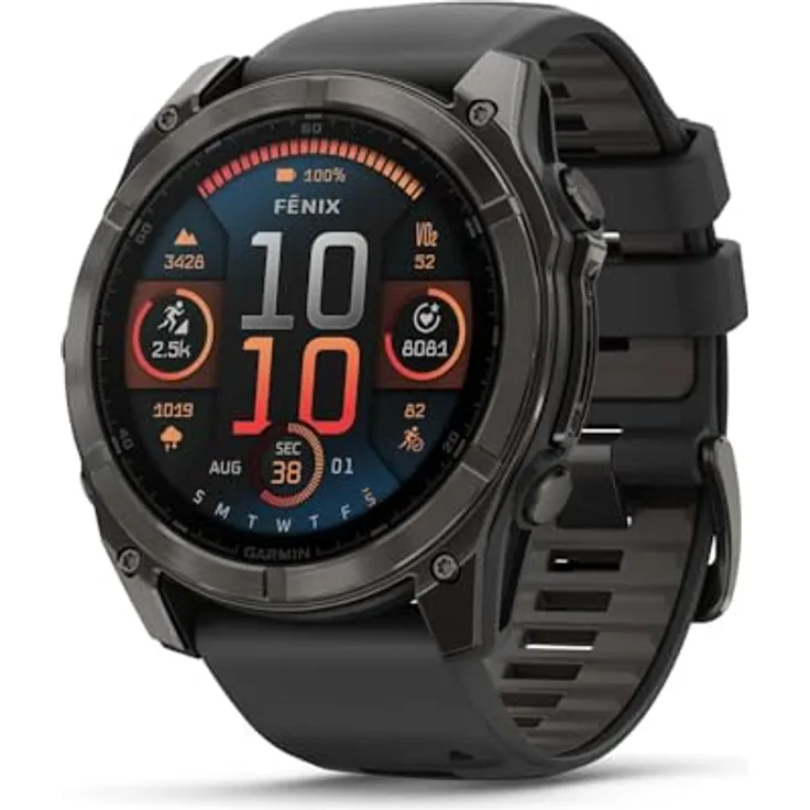 Garmin fēnix® 8 AMOLED 51mm Smartwatch, Multisport-GPS mit AMOLED-Display, wasserdicht bis 10 ATM, Musikstreaming und Garmin Pay
