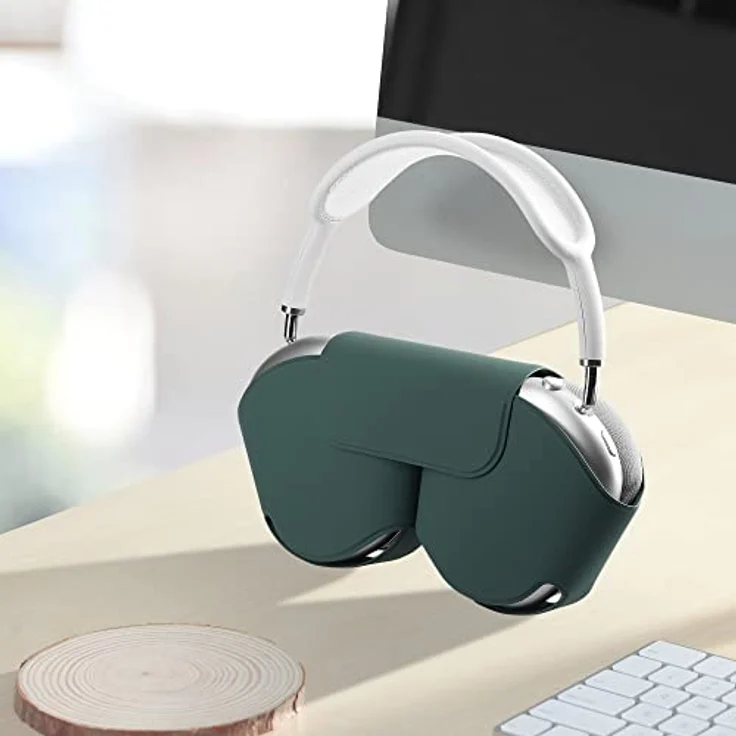 kwmobile Hülle kompatibel mit Apple Airpods Max Case - weiche Kopfhörer Tasche - Etui aus Polyester - Cover in Grün – Bild 3