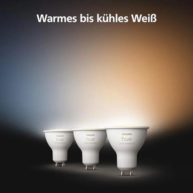 Philips Hue GU10 Smarte Lampe, einstellbares warm- bis kaltweißes Licht, 3er-Pack, Bluetooth kompatibel, Sprachsteuerung mit Alexa, Apple Home und Google Assistant – Bild 2