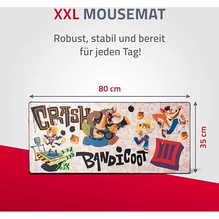 Dpi Merchandising Crash Bandicoot Mousemat "Illustration" (XXL), 80 x 35 cm, gummierte Rückseite für rutschfesten Halt, hochwertige Farbtreue – Bild 2