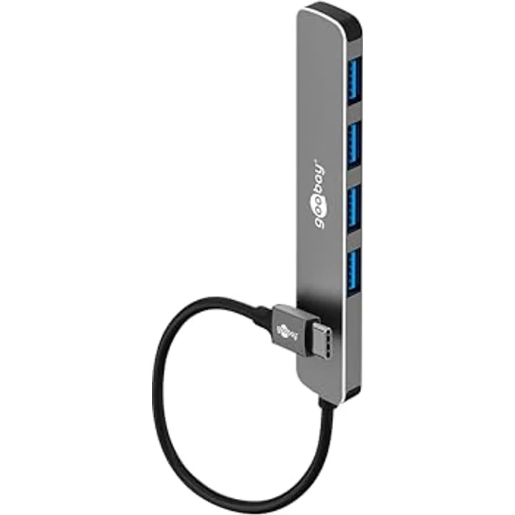 goobay USB C 3.2 Hub, 4x USB-A Ports, Kompatibel mit Windows/Linux/macOS, SuperSpeed-Datenraten bis 5 Gbit/s, Kompakt Aluminiumgehäuse - 79157 – Bild 1