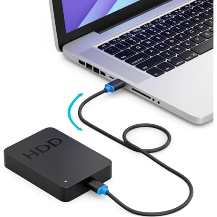 deleyCON Micro USB 3.0 Kabel, 0,30m, Datenübertragung bis 5 Gbit/s, USB A-Stecker zu Micro B-Stecker, Schwarz – Bild 2
