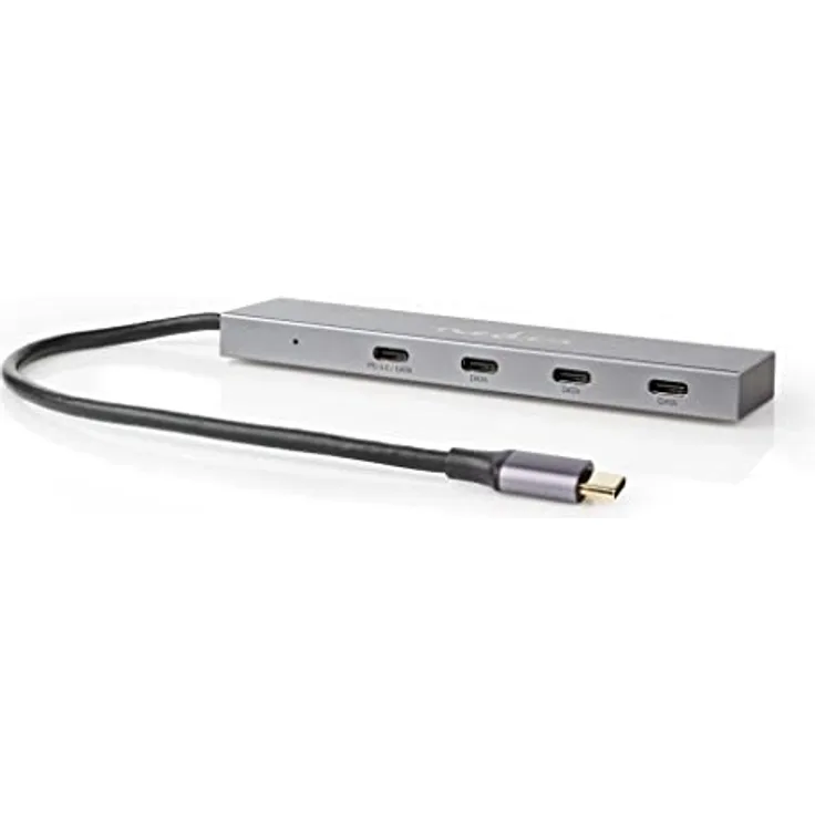 Nedis USB-Hub - 1x USB-C™ 3.2 Gen 2 Male - USB-C™ 3.2 Gen 2 Female with PD 3.0 / 3X USB-C™ 3.2 Gen 2 Female - 4-Port Port(s) - USB 3.2 Gen 2 - Stromversorgung über USB - 10 Gbps