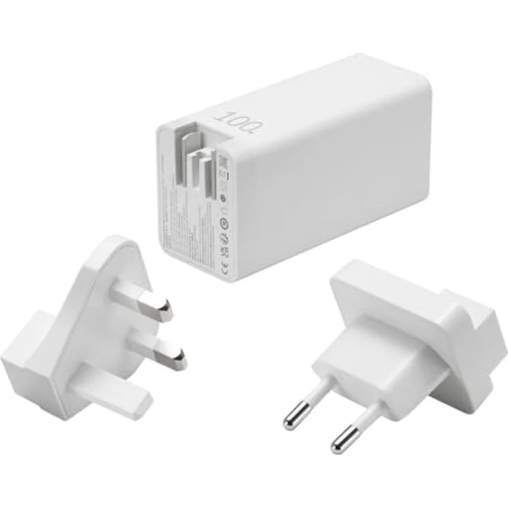 ASUS 90XB07IN-BPW010, 100 W Notebook Netzteil mit Galliumnitrid-Technologie, Weiss, 3-Port Ladegerät für USB Type-C und Type-A – Bild 2