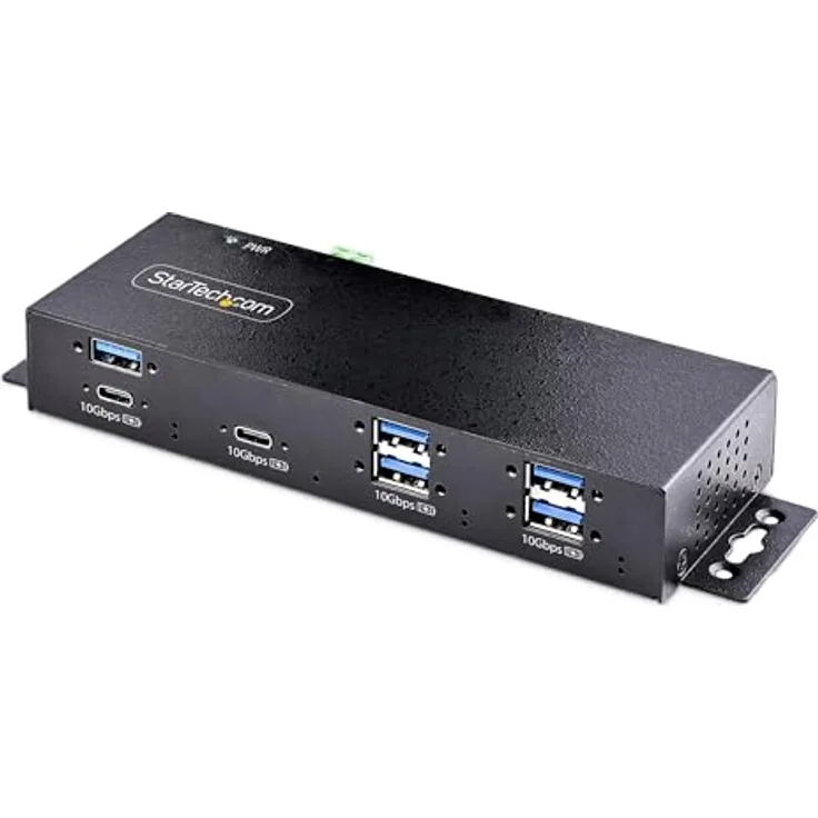 StarTech.com 7-Port Industrial USB Hub, 10Gbps, Metal Mountable, TAA-konform, schwarz