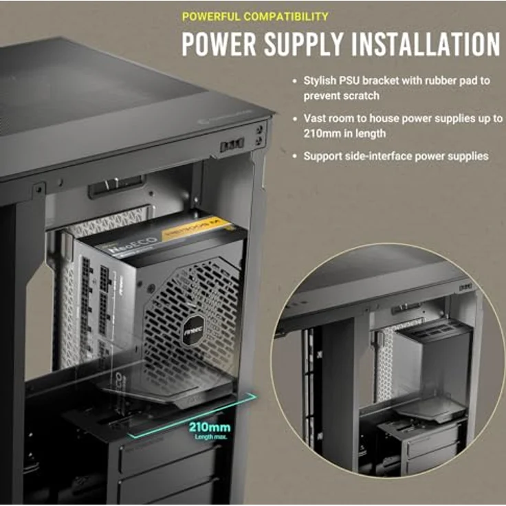 Antec C8 (mATX, ITX, ATX, E-ATX), PC Gehäuse, Schwarz – Bild 13