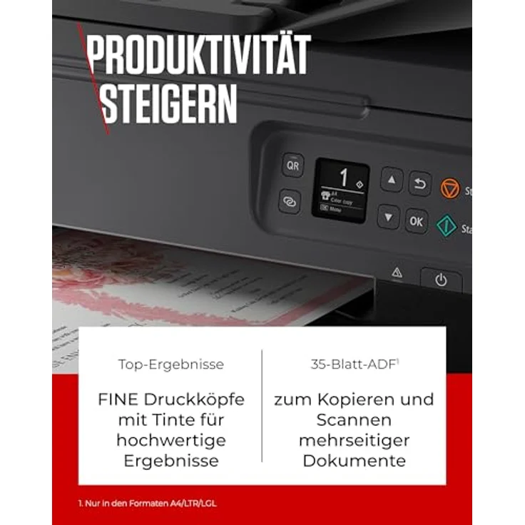 Canon PIXMA TS7450i Multifunktionsdrucker DIN A4 - Farbtintenstrahldrucker schwarz (Scanner, Kopierer, kabelloser Drucker, ADF, WLAN, LCD, 4800 x 1200 DPI) kompatibel mit Drucker ABO PIXMA Print Plan – Bild 3