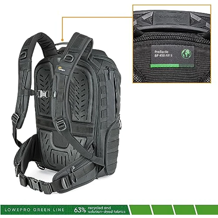 Lowepro ProTactic 450 AW II Modularer Rucksack mit Allwetterhülle, Kameratasche für Profis, Einsteckfach für Laptops bis zu 15 Zoll, Rucksack für Profi-Kameras und Drohnen, LP37177-GRL, Schwarz – Bild 2