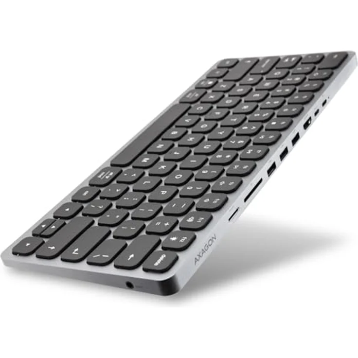 AXAGON HMC-KB-US Keyboard USB-C 5Gbps with HUB, microSD/SD, 3X USB-A, HDMI 4K/60Hz, PD 100W, Audio, US – Bild 1