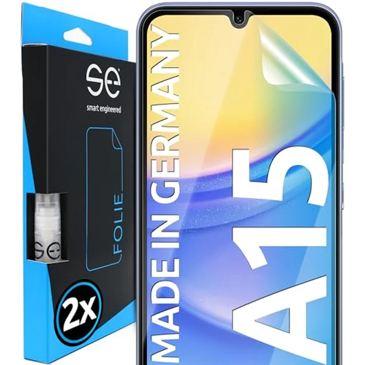 smart engineered 2x se® 3D SCHUTZFOLIE Transparent für Samsung Galaxy A15, selbstheilend, blasenfreie Installation, kompatibel mit Fingerabdruck & FaceID, ultra-klar, stoß-kratzfest, Made in Germany – Bild 1