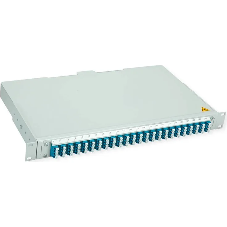 Telegärtner BASIS V LWL-Panel, 24x LC Quad Kupplungen und Pigtails, grün, OS2 PC
