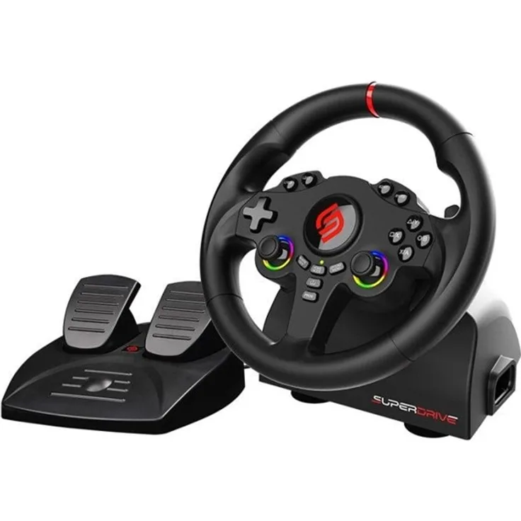 Subsonic 220 RS, Wired Sim Racing Komplettset für Sony PlayStation 4 mit 180° Drehung, dualen Vibrationsmotoren und programmierbaren RGB-LEDs