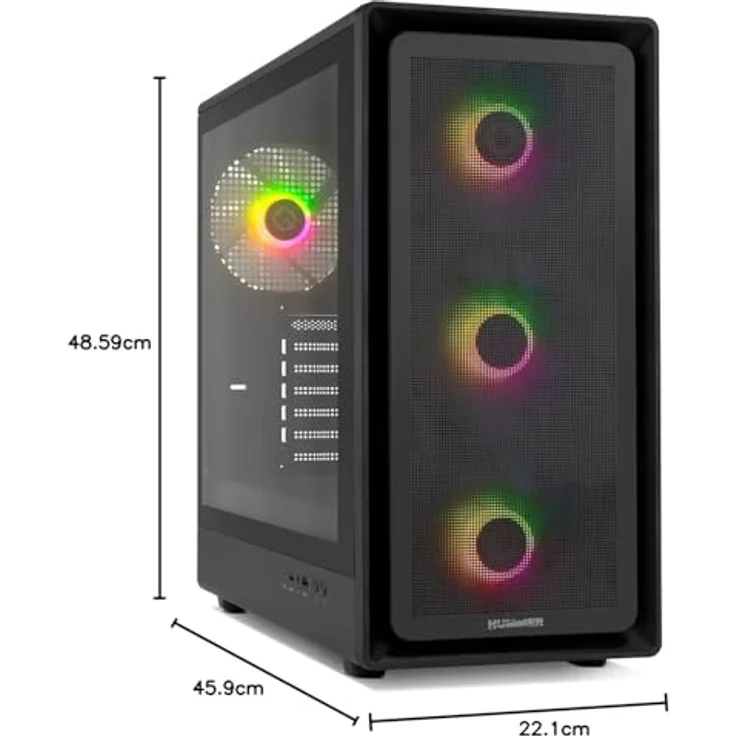 NOX Hummer AERO Semitower, Hyperflow ARGB in Schwarz, mit Typ C, gehärtetem Glas und hervorragender Kühlungskapazität – Bild 9