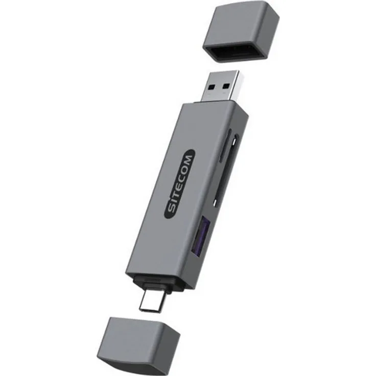 Sitecom Speicherkartenleser MD-1012, USB-A & USB-C Kartenleser mit zusätzlichem USB-A-Port und 2 TB max. Kartenkapazität