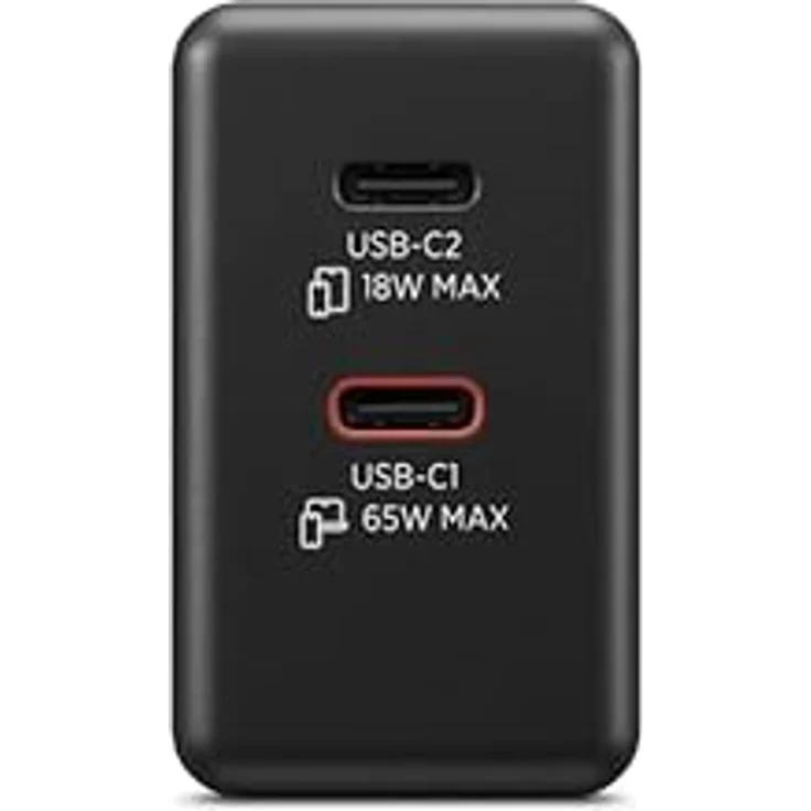 Lenovo Dual USB-C 65W GaN Power Adapter, Notebook Netzteil mit 2x USB-C Anschlüssen, kompakt und leicht, schwarz – Bild 3