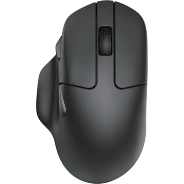 Keychron M7 Kabellose Computermaus, 26K DPI Optische Maus, 2.4 GHz/Bluetooth/Kabelgebunden mit Makrotaste 63g Leichtgewicht, Ergonomisch, Bis zu 70 Stunden Arbeitszeit für macOS/Windows - Schwarz – Bild 2