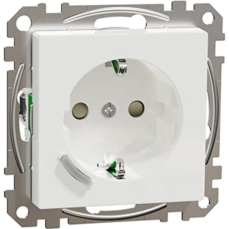 Merten - Wiser Connected Schuko-Steckdose 16A TPB Aktivweiß System M, Smart Steckdose, Kompatibel mit Amazon Alexa und Google Home, Smart Home WiFi Steckdose, MEG2380-0325