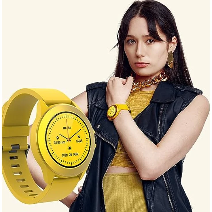 FOREVER Colorum CW-300 Gelb Smartwatch Wasserdicht IP68 - Pulsuhr mit Schrittzähler Schlaftracker Kalorienzähler - Lange Akkulaufzeit - Android/iOS Sportuhr Damen Herren Unisex Stilvolles Design – Bild 2