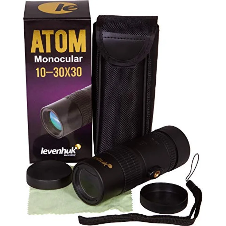 Levenhuk Atom 10-30x30 Monocular Fernglas, stufenlos verstellbare Vergrößerung von 10- bis 30-fach, leichtes Kunststoffgehäuse mit Gummibeschichtung – Bild 1