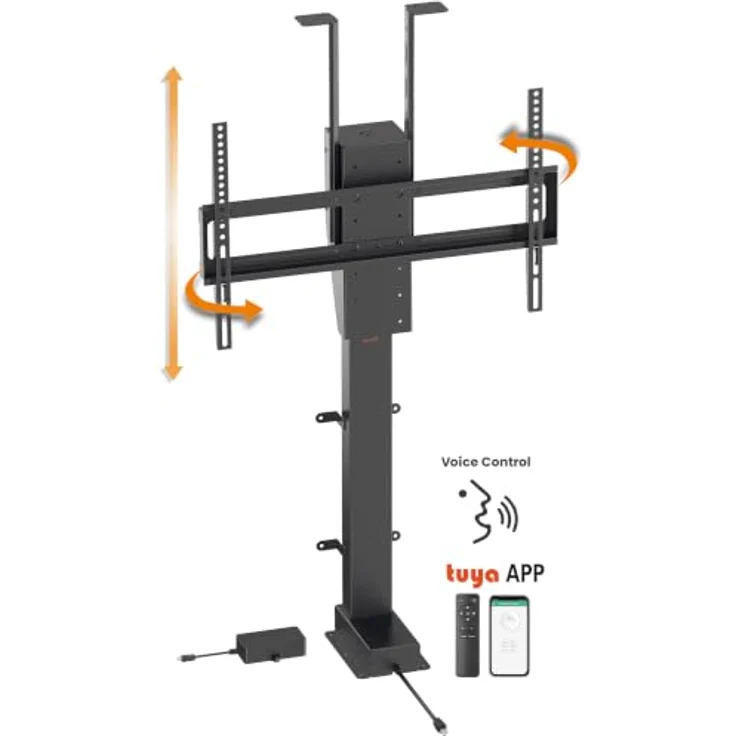 my wall TV-Ständer HP67-2L, elektrisch drehbar und höhenverstellbar für Fernseher bis 80 Zoll, 360° Drehfunktion, Steuerung per Sprachbefehlen, Tragkraft bis 60 kg – Bild 4