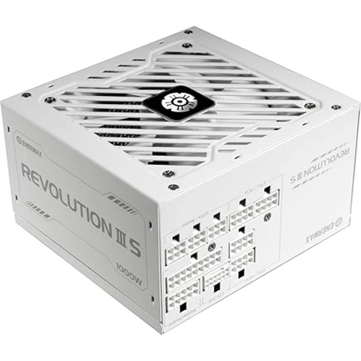 ENERMAX Revolution III S 1000W Snow White, vollmodulares ATX 3.1-Netzteil, 80 Plus Cybenetics Platinum, PCIe 5.1 12V-2x6, flüsterleiser 120mm FDB-Lüfter, Semi-Fanless, 105°C japanische Kondensatoren – Bild 2