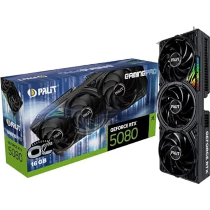 Palit RTX 5080 GamingPro OC 16GB GDDR7 Grafikkarte PCI-Express - ARGB Akzente, TurboFan 4.0, Dual-BIOS, schwarz – Bild 6