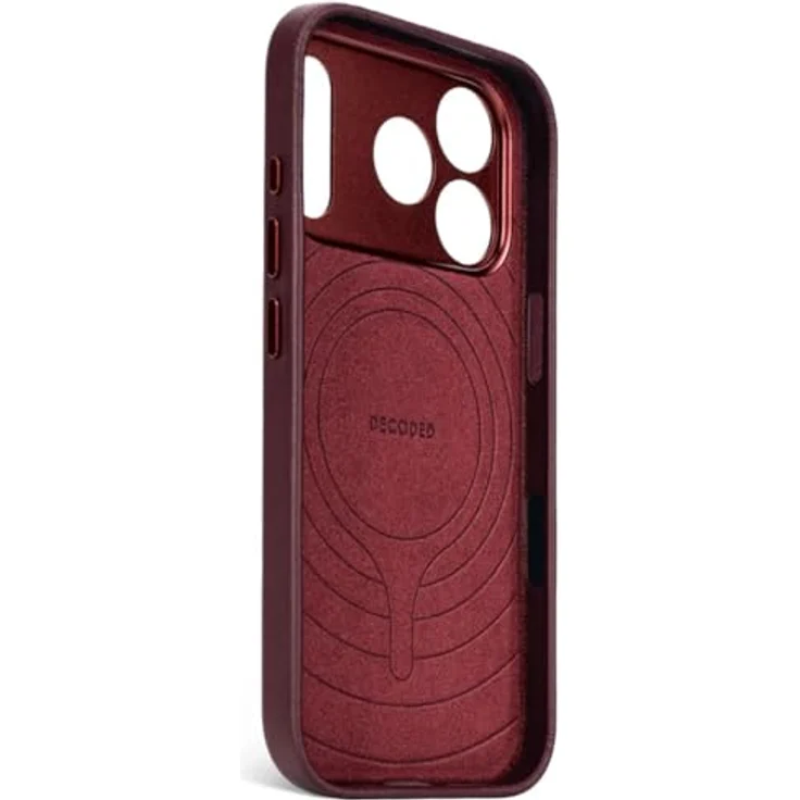 Decoded Leather Backcover für Apple iPhone 17 Pro, handgefertigte Smartphone Hülle aus Vollnarbenleder mit MagSafe, Dark Ruby Rot – Bild 5
