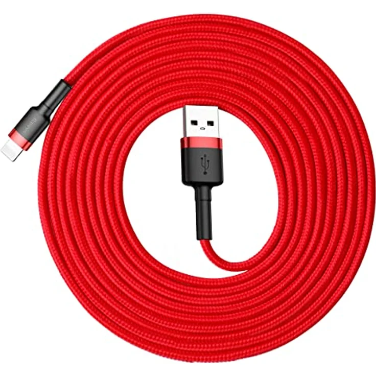 Baseus Cafule USB/Lightning Kabel, Nylon geflochten, QC3.0 1,5A, rot, 3M – Bild 8