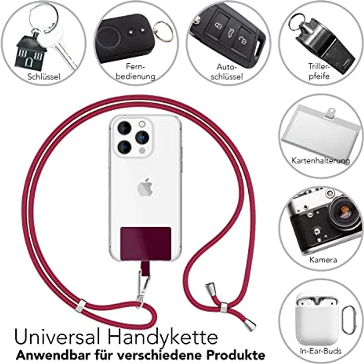 Nalia HoldMe Air, Universal Handykette mit 160 cm Lanyard, verstellbarer Schlaufe & Edelstahlkarabiner, kompatibel mit Full-Cover Hüllen – Bild 4
