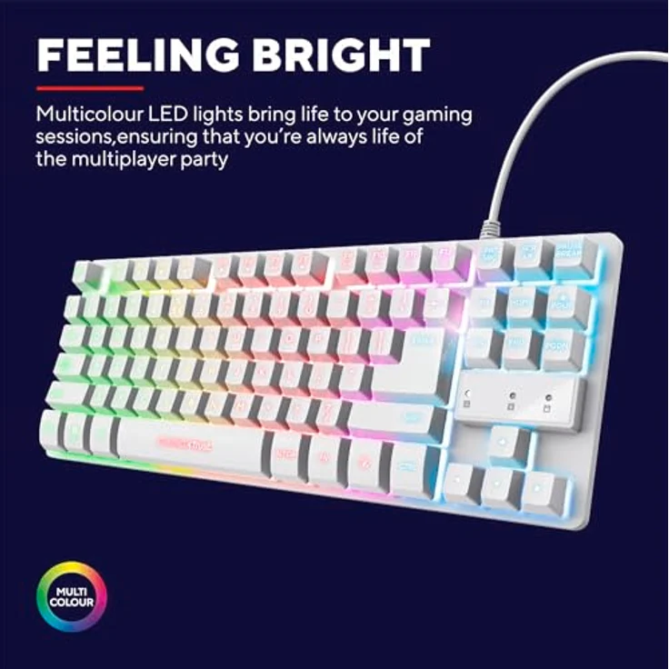Trust Gaming GXT 833W Thado TKL Gaming Tastatur, Metallgehäuse, Anti-Ghosting, LED-Beleuchtung - Weiß – Bild 5