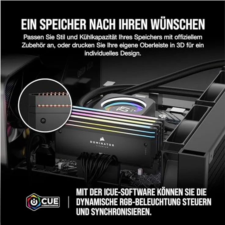 CORSAIR Dominator Titanium RGB DDR5 RAM 48GB (2x24GB) DDR5 7200MHz CL36 Intel XMP iCUE-Kompatibler Computerspeicher - Schwarz (CMP48GX5M2X7200C36) – Bild 4