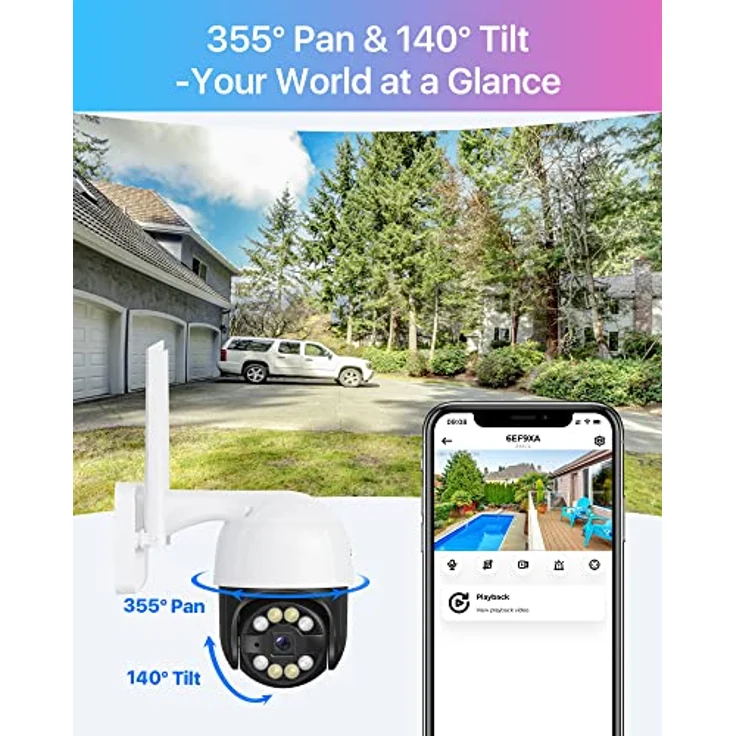 ZOSI 2K Pan Tilt Überwachungskamera Aussen WLAN mit Plug-in Strom, 360° WiFi IP Kamera Outdoor, KI Personenerkennng, Automatisch Verfolgung, C289, Weiß – Bild 2