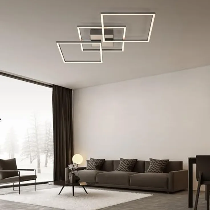 IMPTS LED Deckenleuchte Eckig Dimmbar Deckenlampe 34W Modern Wohnzimmerlampe Metall Deckenbeleuchtung mit Fernbedienung 3000-6500K für Schlafzimmer Wohnzimmer Küche Flur Balkon, Memory-Funktion, Nachtlichtmodus, hohe Farbwiedergabe