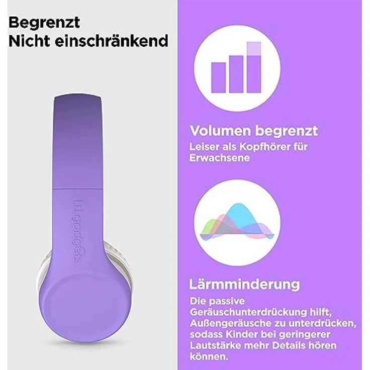 LilGadgets Connect+ Volume Begrenzte Wired Kopfhörer Mit Shareport Für Kinder Lila – Bild 6