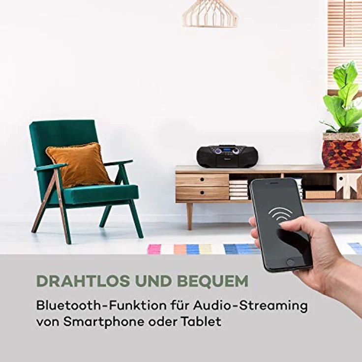 Roadie 2K Boombox CD-Player Kassettenradio DAB-DAB+ UKW Bluetooth schwarz – Bild 5