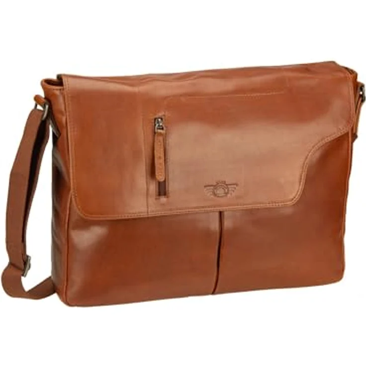 Greenburry Vintage Aktentasche Messenger, 40 cm Leder mit Laptopfach, braun – Bild 1