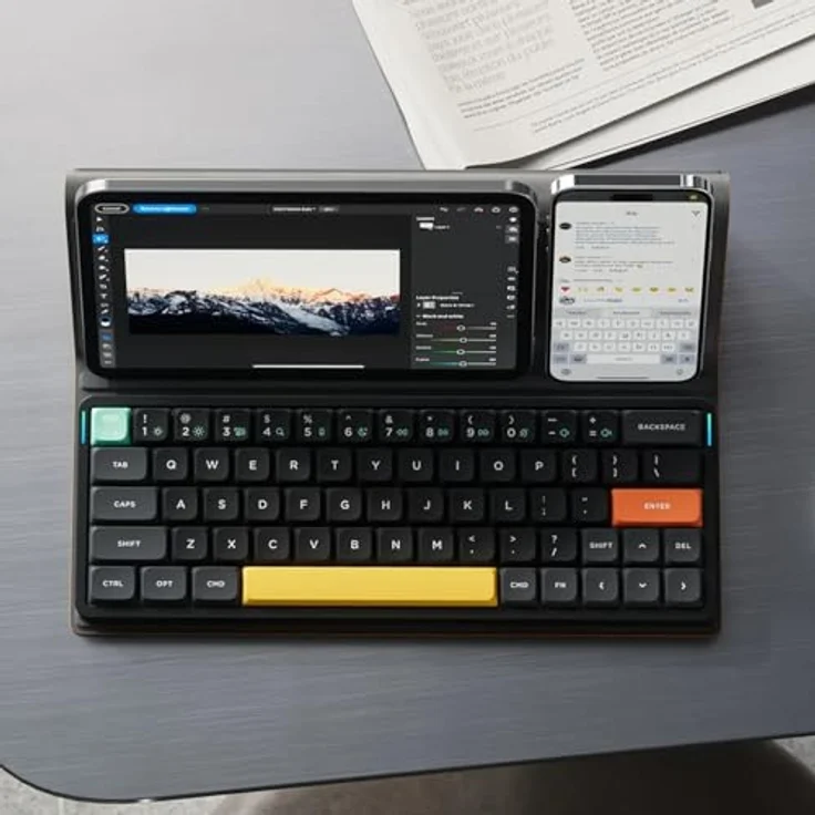 nuphy Air60 V2 Tragbar Mechanische kabellose Mini-Tastatur mit Beleuchtung, Unterstützung QMK/VIA, Bluetooth 5.1/2.4GHz/(USB-C), Schwarz Gateron Red Switch – Bild 3