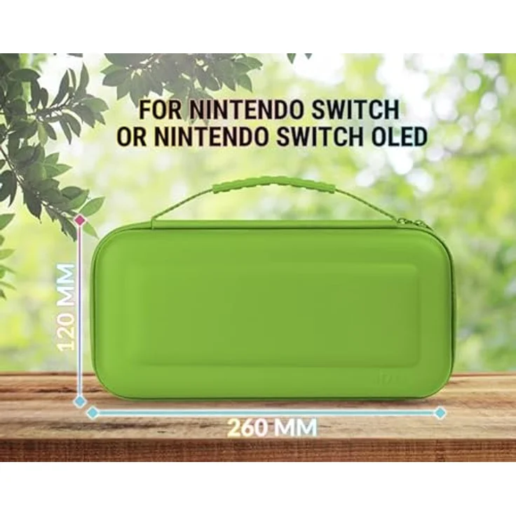 Orzly Tragetasche für Nintendo Switch und New Switch OLED - Grüne, harte Reisetasche mit Fächern für Zubehör und Spiele – Bild 4