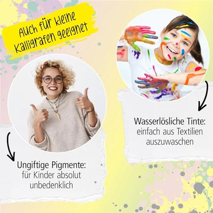ONLINE® Calli.Brush Double Pastel Brush-Pens, 5er Set mit Kalligrafie- und Pinselspitze in Grau, Hellgrün, Pink, Violett, Gelb – Bild 5