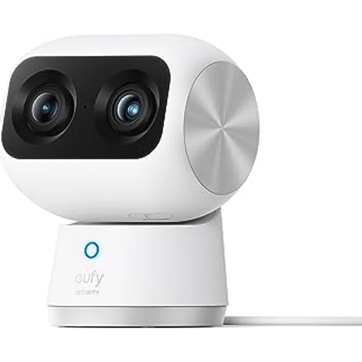 eufy Security Indoor Cam S350, Dual Kameras, 4K UHD Auflösung, Überwachungskamera mit 8× Zoom und 360° PTZ, Mensch/Tier KI, Ideal für Babyphone/Haustierkamera/Hausüberwachung, Dual-Band Wi-Fi 6