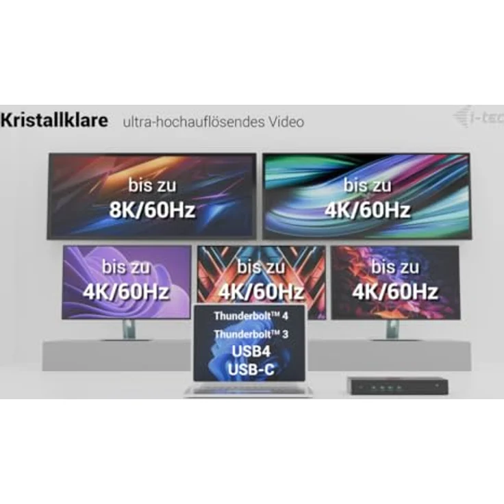 iTEC Universal 5x 4K Display DS 5x 4K Dockingstation, 2x DP 3x HDMI 1x 2,5GLAN 2x USB-C Gen.2 3x USB 3.2 Gen.2 1x Audio/Mic Jack PD 100W KL (CA5MONITORDOCKPD) – Bild 8